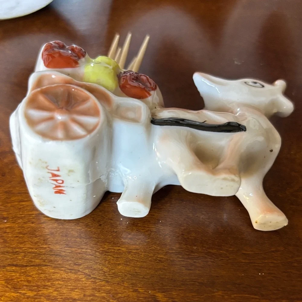 Vintage Ceramic Burro Toothpick Holder whatnot Miniature Decor Made in Japan’s